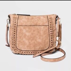 Tan Woven Crossbody Bag
